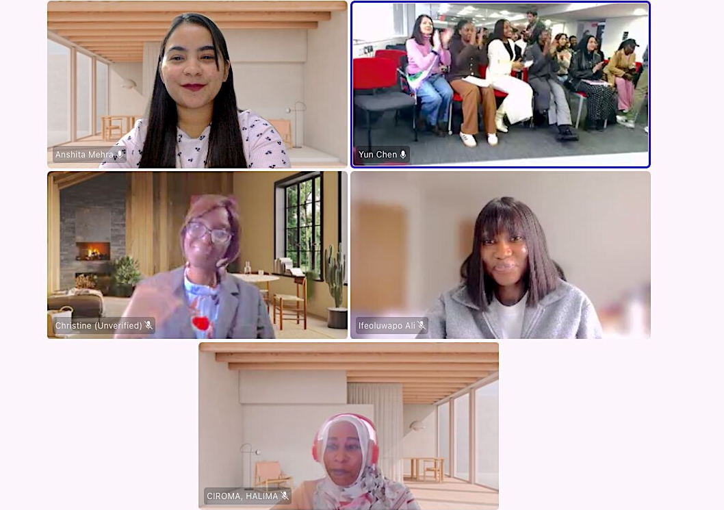 Anshita Mehra speaking with a panel at an AI Bootcamp for International Women's Day